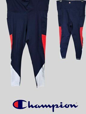 Champion Colorblock 7/8 Training Workout Athletic Activewear  Leggings Womens L